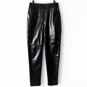 Le Fou Wilfred Aritzia Black Faux Leather Pants High Shine Straight Leg 6